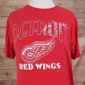 VINTAGE DETROIT RED WINGS NUTMEG USA MADE SINGLE STITCH DISTRESSED TSHIRT XL